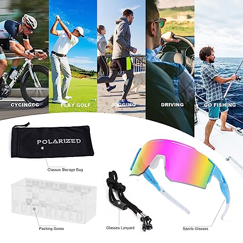 Polarized Cycling Sunglasses Double Wide Polarized Mirrored for Running Golf Fishing Hiking Baseball Running Glasses for Cycling Men Women (KD-C8)