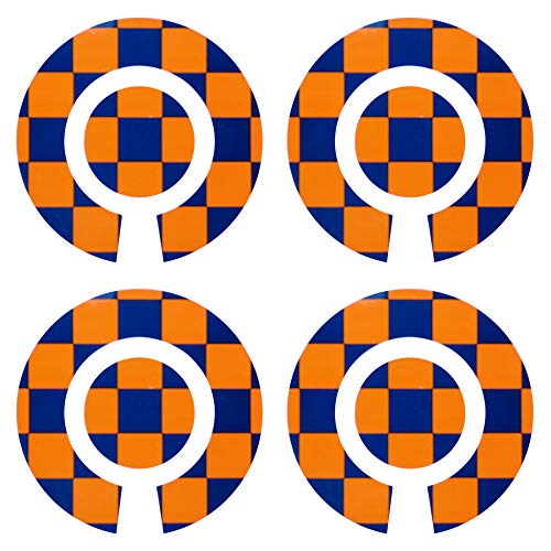 Acclaim Lawn Bowls Identification Stickers Markers Standard 5.5 cm Diameter 4 Full Sets Of 4 Self Adhesive Two Colour Large Check Mixed Colours (E)