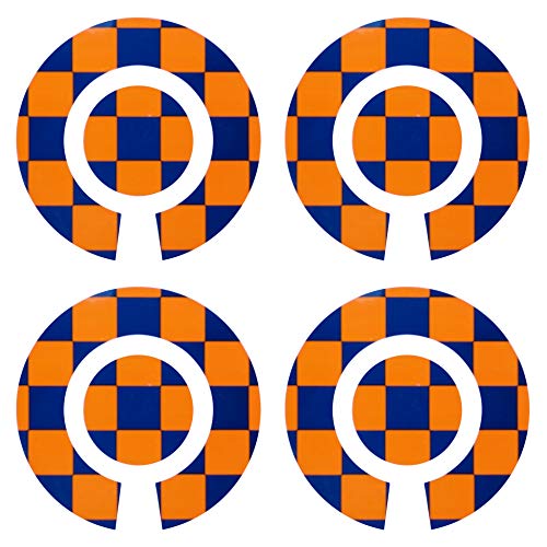 Acclaim Lawn Bowls Identification Stickers Markers Standard 5.5 cm Diameter 4 Full Sets Of 4 Self Adhesive Two Colour Large Check Mixed Colours (D)