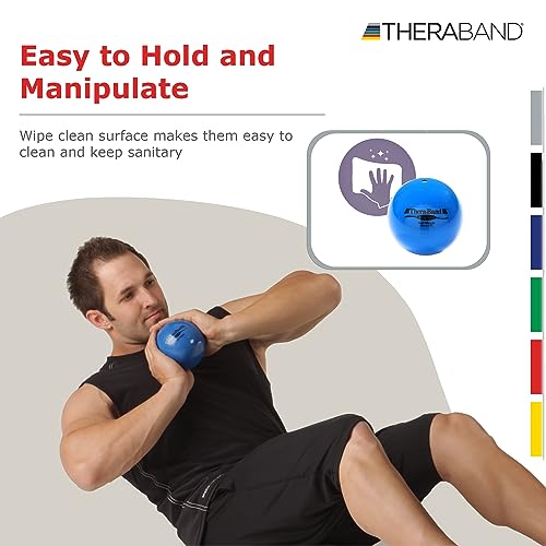 TheraBand Soft Weight, 11.4cm (4.5") Diameter Hand Held Ball, Isotonic Weighted Ball for Isometric Workouts, Strength Training and Rehab Exercises, Shoulder Strengthening & Surgery Rehabilitation, Black, 3 kg