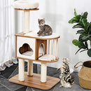 Costway Modern Cat Tree Tower, Cat Playhouse with Large Perch, Scratching Posts & Washable Cushions, Pet Furniture Cat Activity Center Play House, Cat Condo for Kittens and Cats