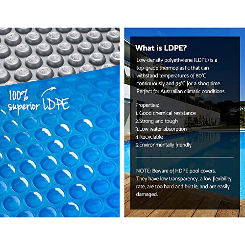 Aquabuddy Pool Cover 500 Micron 6.5x3m Blue Silver Solar Above Ground, Swimming Pools Covers, Bubble Blanket Heater Garden Summer Rectangle Outdoor