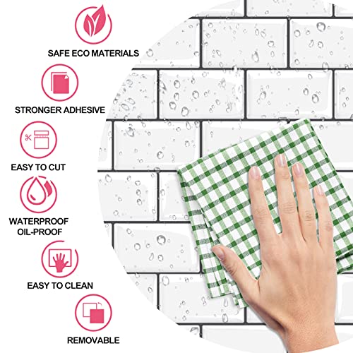 【Hot Selling-Mono White】MORCART Peel and Stick Tile, Superior Stick on Wall Tiles for Kitchen Backsplash (30x30cm, 5 Tiles)