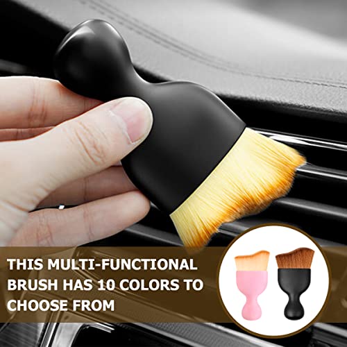 Blilo Car Interior Detailing Brush, Auto Soft Hair Cleaning Brushes, Curved Dirt Dust Collectors, Removal Tool for Dashboard Air Conditioner Vents Leather, Scratch Free (Black/1PCS)