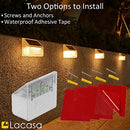 Lacasa Solar Fence Lights Outdoor, 4 Pack 24 LED Solar Deck Lights Waterproof Accent Wall Lights, Up All Night Lighting for Garden Step Patio Backyard Porch Pathway, 50LM Warm White