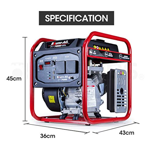 GENPOWER Inverter Generator 3500 Watts Rated Petrol Portable Generator for Camping Building, Power Food Trucks and Coffee Vans and Run Mobile Air Conditioners