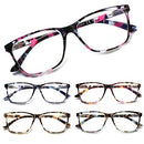 SIGVAN Ladies Reading Glasses Blue Light Blocking Spring Hinge Fashion Pattern Print Eyeglasses for Women, Multicolour, Medium