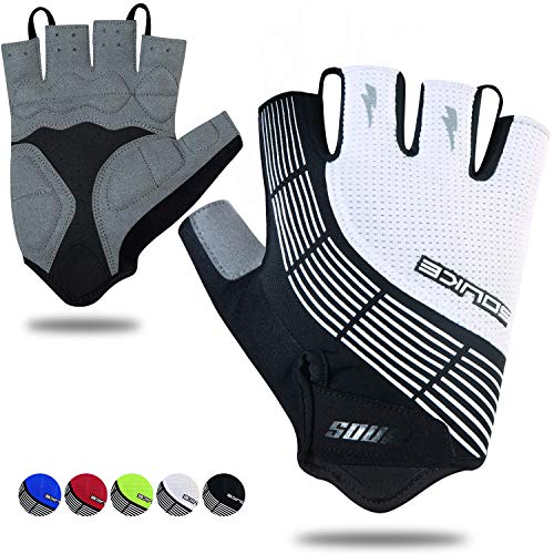 Souke Sports Cycling Bike Gloves Padded Half Finger Bicycle Gloves Shock-Absorbing Anti-Slip Breathable MTB Road Biking Gloves for Men/Women