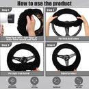 Womens Winter Fashion Wool Fur Steering Wheel Covers 3Pcs Set, Soft Fluffy Handbrake Cover Fluff Gear Shift Cover Plush Fuzz Warm Non-Slip Car Decoration Short Hair (Beige, 15 icnh)