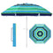 FEFLO Beach Sand Umbrella Portable Outdoor: 6.5 ft Large Striped Heavy Duty Wind Proof UV 50+ Parasol with Anchor Adjustable Tilt Pole 8 Ribs Carry Bag Lightweight