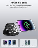 3 in 1 Foldable Wireless Charger, HF Magnetic 3 in 1 Charging Station for Apple Multiple Devices, Travel Wireless Charger, Adapter NOT Included (Black-3 in 1)