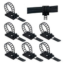 50pcs Adjustable Self-Adhesive Nylon Cable Straps Cable Ties Cord Clamp for Wire Management (Black)