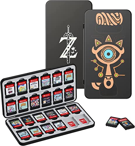 OLAIKE 24-Slot Switch Game Case Compatible with Nintendo Switch Game Cards, Portable Switch Game Card Holder with 24 Game Card Slots and 24 Mirco SD Card Slots for Lite/OLED/NS Games, Sheikah Slate