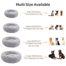 USOR Calming Cat Beds & Dog Bed, Anti-Anxiety Donut Dog Cuddler Bed, Large Cat Bed or Small Dog Bed, Disassemble and Washable 50 cm Warming Cozy Soft & Fluffy Faux Fur Plush Dog Cushion Bed Light Gray