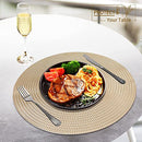 FYY Placemats, Round Placemats Set of 6 for Dining Table, Washable Round Anti-Skid Heat-Resistant PVC Table Mats Durable Stain Resistant Kitchen Table Mats, Set of 6 Gold