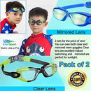 EverSport Kids Swim Goggles, Pack of 2 Swimming Goggles for Children Teens, Anti-Fog Anti-UV Youth Swim Glasses Leak Proof for Age4-16