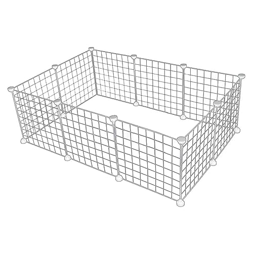 Floofi Small Pet Dog Cat Playpen Fence Indoor Outdoor Foldable Animal Enclosure 1 Door and 9 Panels White