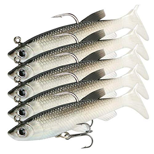 5X Soft Plastic Vibe Lures Poddy Mullet Flathead Jig Heads Barra Cod Fishing