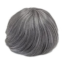 Mens Grey Toupee Super Thin Skin Human Hairpiece Natural Black mixed 60% Gray