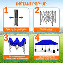 SereneLife Pop Up Canopy Tent 10x20 - Commercial Instant Shelter Foldable/Collapsible Sun Shade Canopy Pop Up Tent w/Waterproof Tent Top, Portable Carry Bag & Sand Bag SLGZ20BU (Navy Blue)