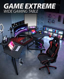 MIUZ Gaming Desk Large Size Gaming Waterproof Office Desk Carbon Fiber Table with Cup Holder and Headphone Hook (Black)