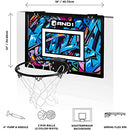 AND1 Mini Basketball Hoop: 18”x12” Pre-Assembled Portable Over The Door with Flex Rim, Includes Two Deflated 5” Mini Basketball with Pump, for Indoor, Orange/Light Blue