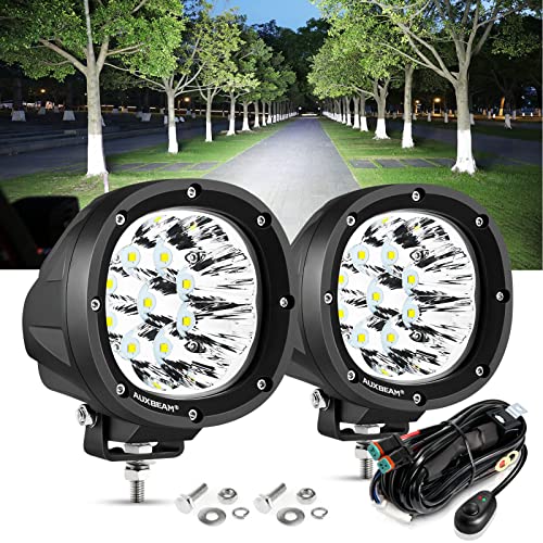 Auxbeam Round LED Offroad Lights 4 inch 90W, LED Pod Light 9000LM Off Road Driving Spotlight 4x4 Work Auxiliary Spot Light Bar A-Pillar Bumper for Trucks Motorbike ATV SUV Boat