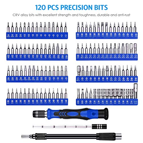 AMIR Precision Screwdriver Set (New Version), 142 in 1 with 120 Bits Mini Magnetic Screwdriver Kit Repair Tool Kit with Portable Bag for Electronic PC Computer iPhone MacBook Jewelers Game Console