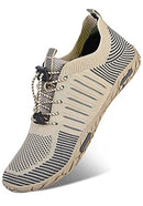 WateLves Water Shoes Mens Womens Beach Swim Shoes Barefoot Athletic Quick-Dry Aqua Socks for Surfing Diving Kayaking Exercise, Hollow/Beige, 13 Women/11.5 Men