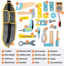 umu Wooden Kids Tool Set for Toddlers, Pretend Toy 25 Pieces Construction Tool Toy Set Backpack for 3, 4 and 5 Year Old Girls and Boys