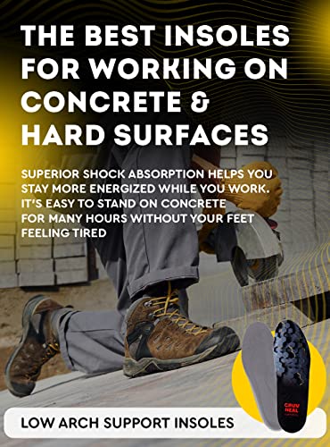 (New) Work Comfort Orthotic Insoles - Anti Fatigue Shoe Insert Men Women for Plantar Fasciitis - Cushioned Arch Support - Shock Absorption - Foot Pain Relief - Work Boot Insoles (Black Hexagons, L)