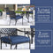 LOKATSE HOME 8 Piece Outdoor Patio Dining Chair Set Metal Furniture with Arms and Seat Cushions, Blue