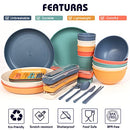 UHAPEER 58Pcs Camping Dinner Set for 5 People, Unbreakable Tableware Picnic Dinner Set, Lightweight Plastic Plates Bowls Cups Set, Camping Plate and Cutlery Set for Picnic, BBQ, Party, Campervan