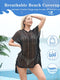 Black Swimsuit Cover Up for Women Bathing Suit Beach Cover Ups Mesh Crochet Dress Swimwear Bikini Coverups Pool Ladies Womens Coverups Plus Size Summer Gifts for Girl Friend (Black Cutout)