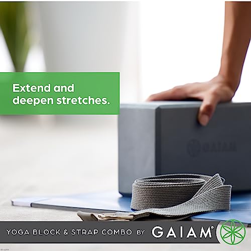 Gaiam Essentials Yoga Block 2 Pack & Yoga Strap Set