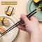 Chopsticks Reusable Dishwasher Safe, 9.6 inch/24.3cm Matte Non-Slip Japanese Chinese Chop Sticks, Fiberglass, Black&Gold-5 Pairs