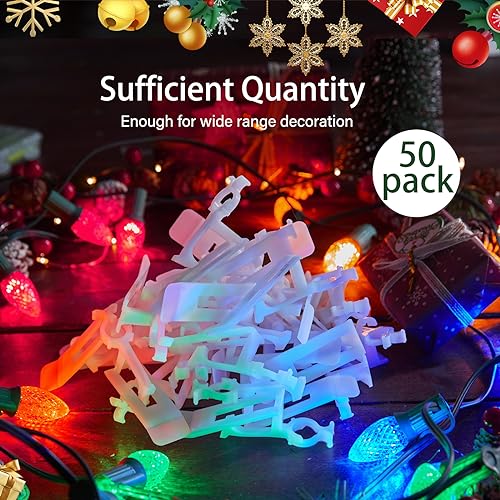 Brightown All-in-One Christmas Light Clip, Universal Gutter and Shingle Clip for C7, C9 and Mini Lights, 100 Pack