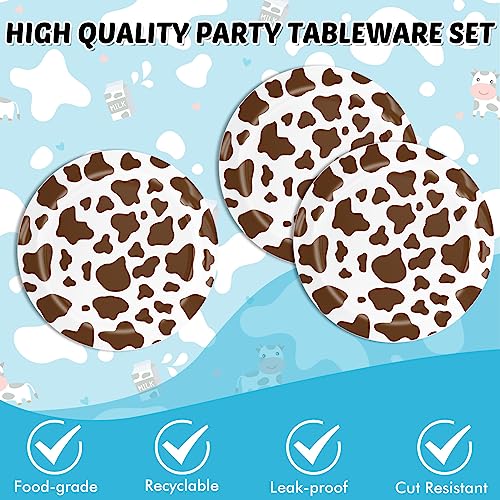 40PCS Cow Print Birthday Party Supplies Farm Animals Cow Print Birthday Party Tableware Includes Cow Print Plates And Cow Print Napkins For Cow Print Theme Birthday Party Decorations