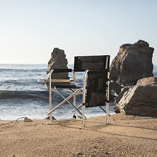 Picnic Time ONIVA - a Brand - Sports Chair with Side Table, Beach Chair, Camp Chair for Adults, (Black)