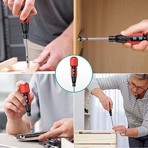 ORIA Electric Screwdriver, Cordless Precision Electric Screwdriver, 9 in 1 Mini Electric Screwdriver Set, Cordless Power Repair Tool Kits with 8 PCS Bits, Charging Cable, for Phones,Toys, PC - Red