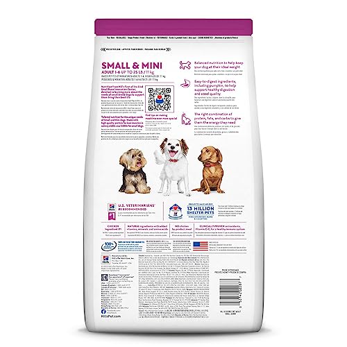 Hill's Science Diet Adult Small Paws, Chicken Meal, Barley & Brown Rice Recipe, Dry Dog Food for Small & Toy Breed Dogs, 7.03kg Bag