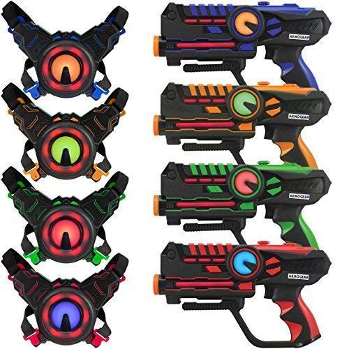 Infrared Laser Tag Guns and Vests - Laser Battle Mega Pack Set of 4 - Infrared 0.9mW