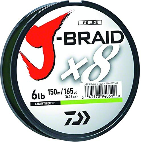 Daiwa J-Braid 150M 8-Strand Woven Round Braid Line, Chartreuse, 30 lb