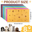 Chumia 8 Pcs Bulk Dog Towels for Drying Dogs Cats Pet Towels Puppy Microfiber Quick Drying Dog Paw Bath Towel Pet Bathing Supplies Absorbent for Medium Dogs Pets Shower (Colorful, 40 x 24 Inch)