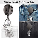 Retractable Badge Holder Heavy Duty Badge Reels ID Holder, Badge Holder with Belt Clip Key Ring for Name Card Keychain 2 Pack [All Metal Casing, 27.5" Steel Wire Cord, Reinforced ID Strap