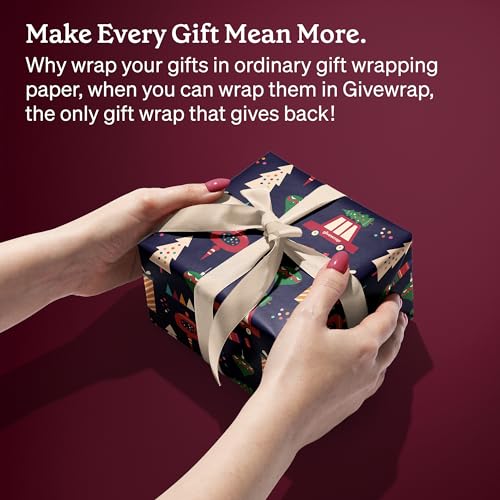 GIVEWRAP The Gift Wrap That Gives To Charity. All Occasions and Birthday Gift Wrap Paper for Adults & Kids, Recyclable, Eco-Friendly, Christmas Illustration Bundle (6 Sheets, 50 cm x 70 cm)