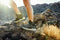 KEEN Female NXIS EVO Mid WP Black Blue Glass Size 7 US Hiking Boot