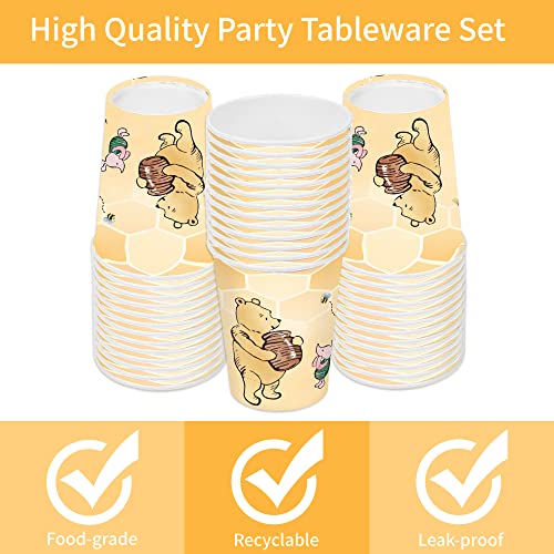 AURORAPARTY 1220pcs Classic Winnie Bear Baby Shower or Birthday Party Supplies Pooh Baby Shower Plates Napkins Cups Gender Neutral Birthday Decoration Tableware Set Serves 24