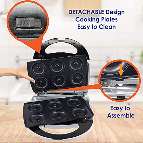 Mini Donuts Baker, Mini Cake and Quiche Baker, Taiyaki Baker - 3 in 1 Three Slices Removable Dessert Baker by StarBlue - White AC 220-240V 50/60Hz 700-800W, UK Plug with EU Adapter