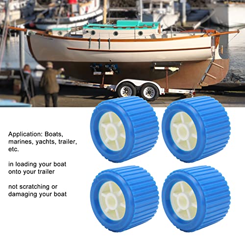 Akozon Ribbed Wobble Roller, 4PCS Blue Marine Wobble Roller 108x75x19mm Boat Trailer Roller For Boat Yacht Trailer Guides Rollers